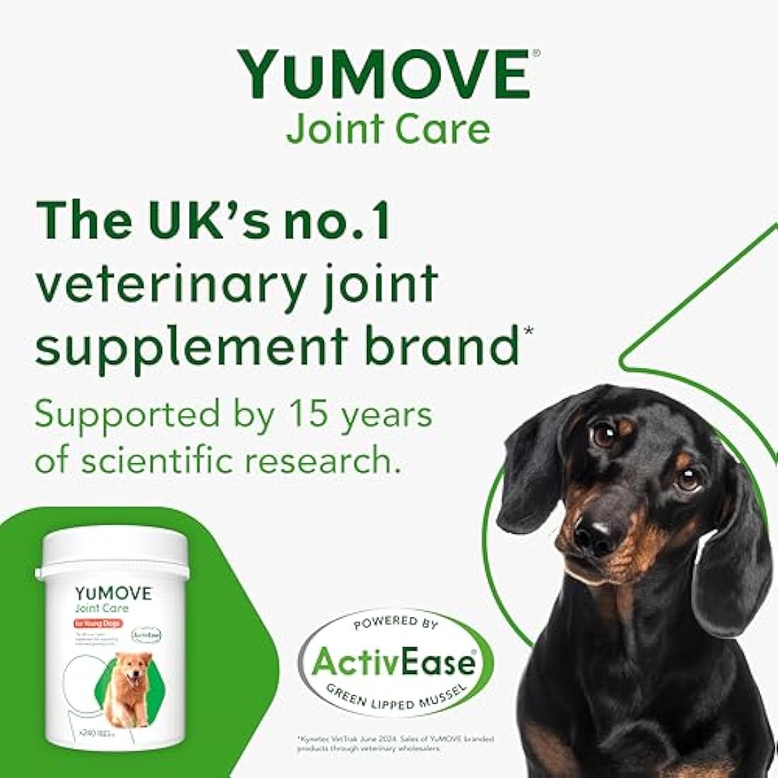 YuMOVE Joint Supplement for Young and Active Dogs, Essential Dog Hip and Joint Support with Glucosamine, Chondroitin & Green Lipped Mussel, for Dogs Aged up to 5, 240 Tablets