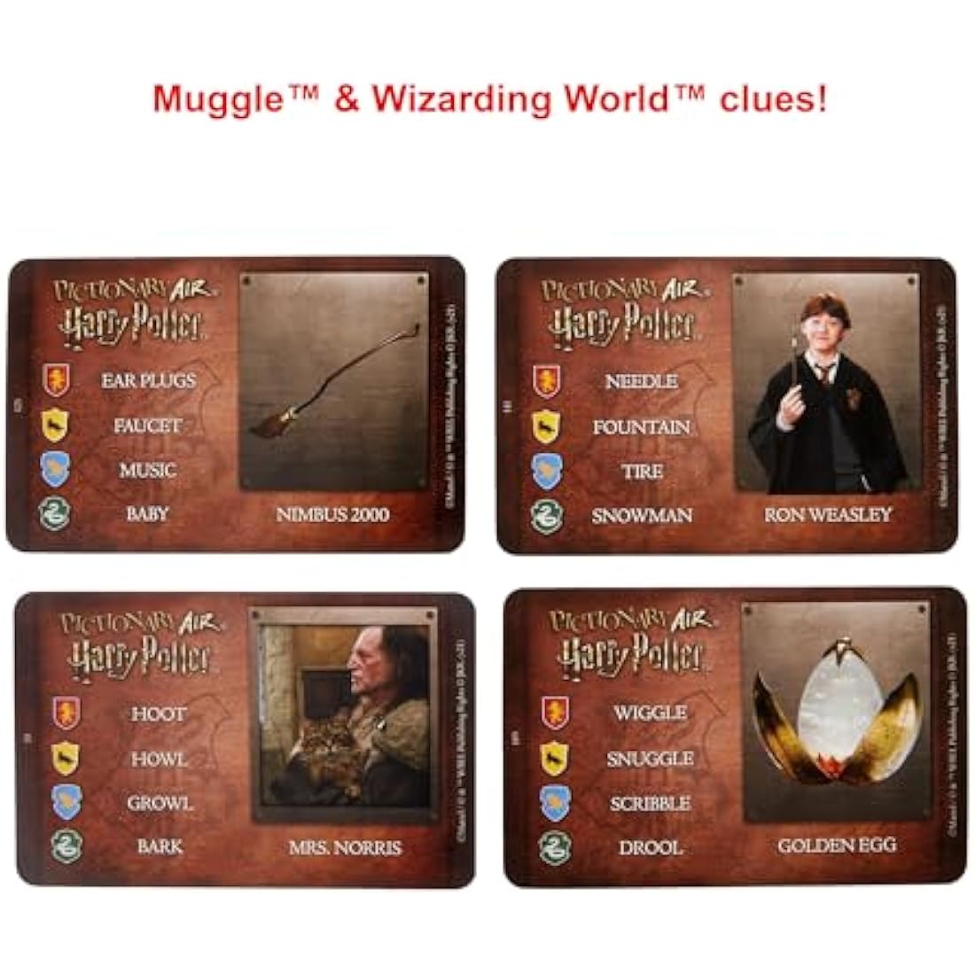 PICTIONARY AIR HARRY POTTER Family Drawing Game, Wand Pen, 112 Double-Sided Clue Cards with Picture Bonus Clues, Trunk Card Holder, Collector Package. Gift for for 8 Year Olds & Up, HDC59