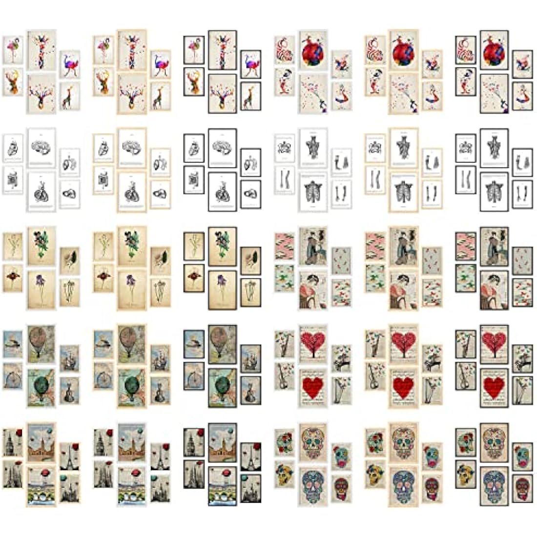 Nacnic Set of 6 posters of Alicia and the Little Prince. Collection of plates with aesthetic collage for interior decoration. Sizes A3 and A4. With white frame.