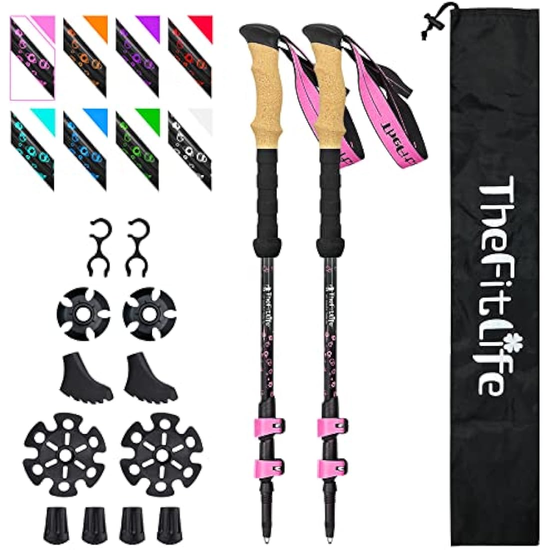 TheFitLife Carbon Fibre Trekking Poles - Collapsible and Telescopic Walking Poles, Ultra Light, Extendable, Best Walking Sticks for Traveling Camping Hiking Mountaineering