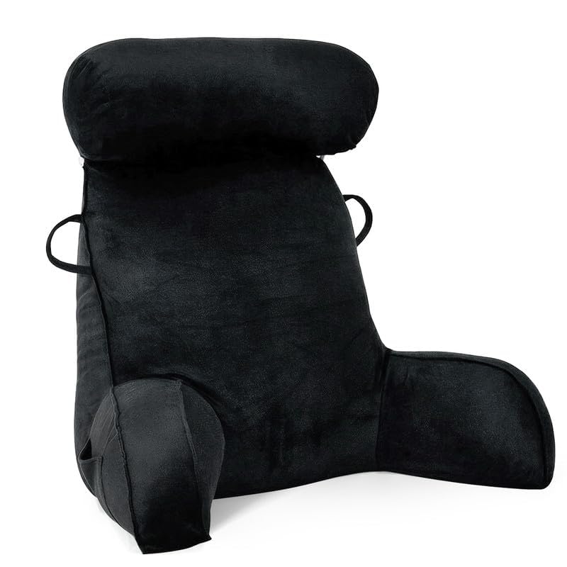 Mingfuxin Reading Pillows for Bed Sofa, Bed Backrest Pillows with Neck Arm Back Support Pillow, Adult Back Reading Cushion with Detachable Neck Roll &