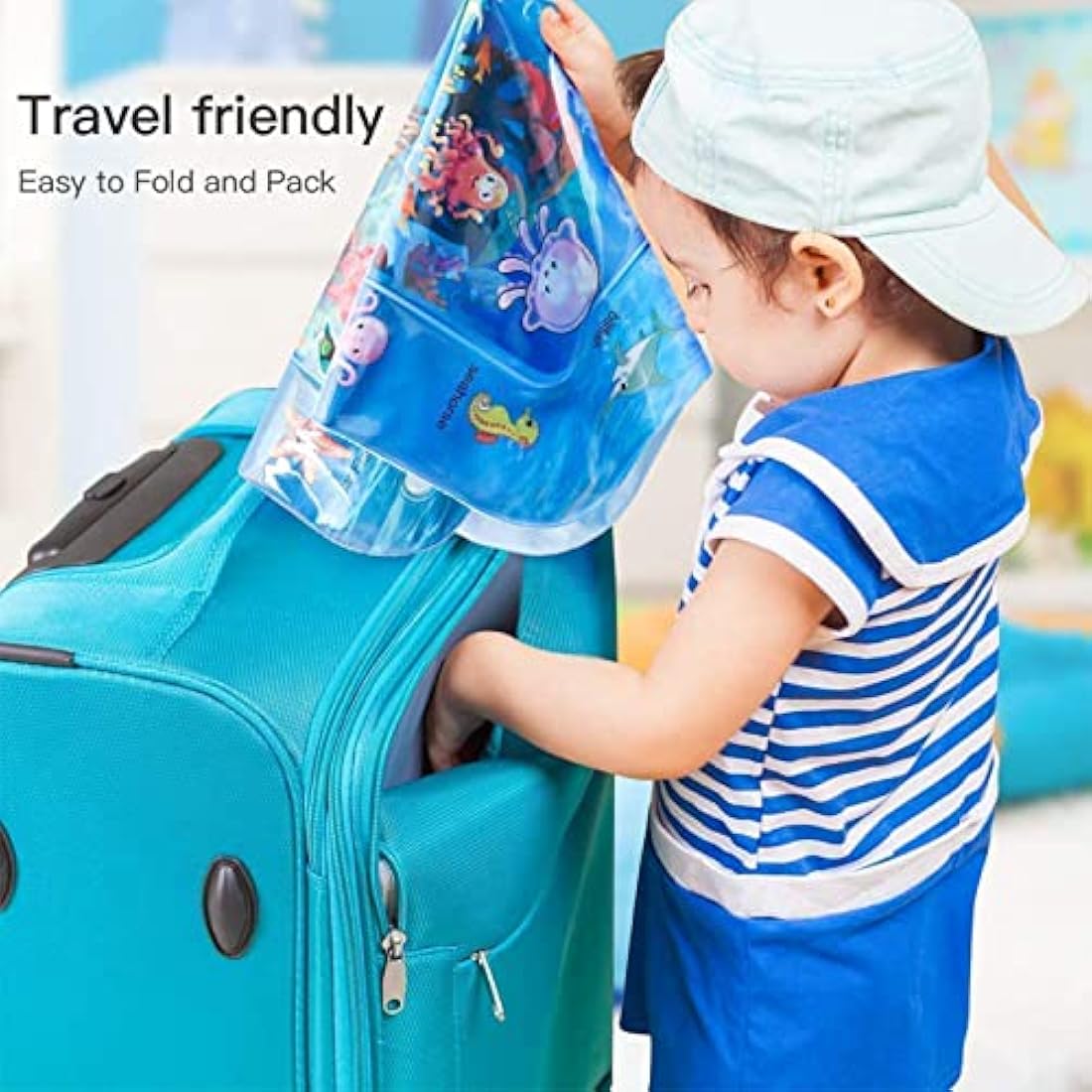 Wendergo Tummy Time Mat Inflatable Water Mat Baby Playmat Sensory Toy Early Development Activity Pad for Infants & Toddlers 3 6 9 Months Newborn Girls Boys