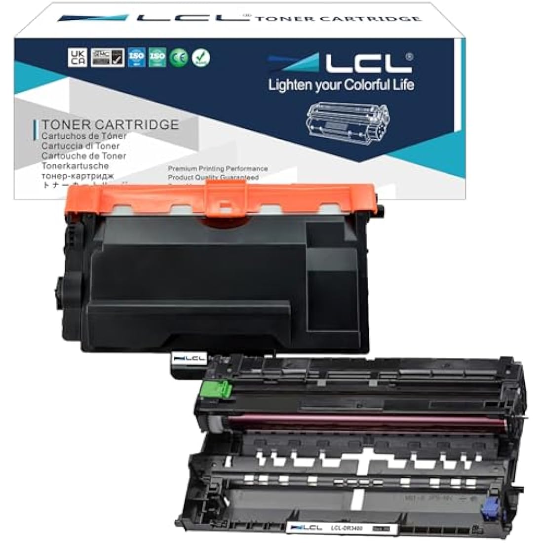 LCL Compatible Toner Cartridge TN3480 TN3430 TN-3480 TN-3430 8000 pages DR3400 DR-3400 Drum (2Pack 1 Black+1Drum) Replacement for Brother HL-L5000D HL-L5100DN HL-L5200DW HL-L5200DWT HL-L6200DW