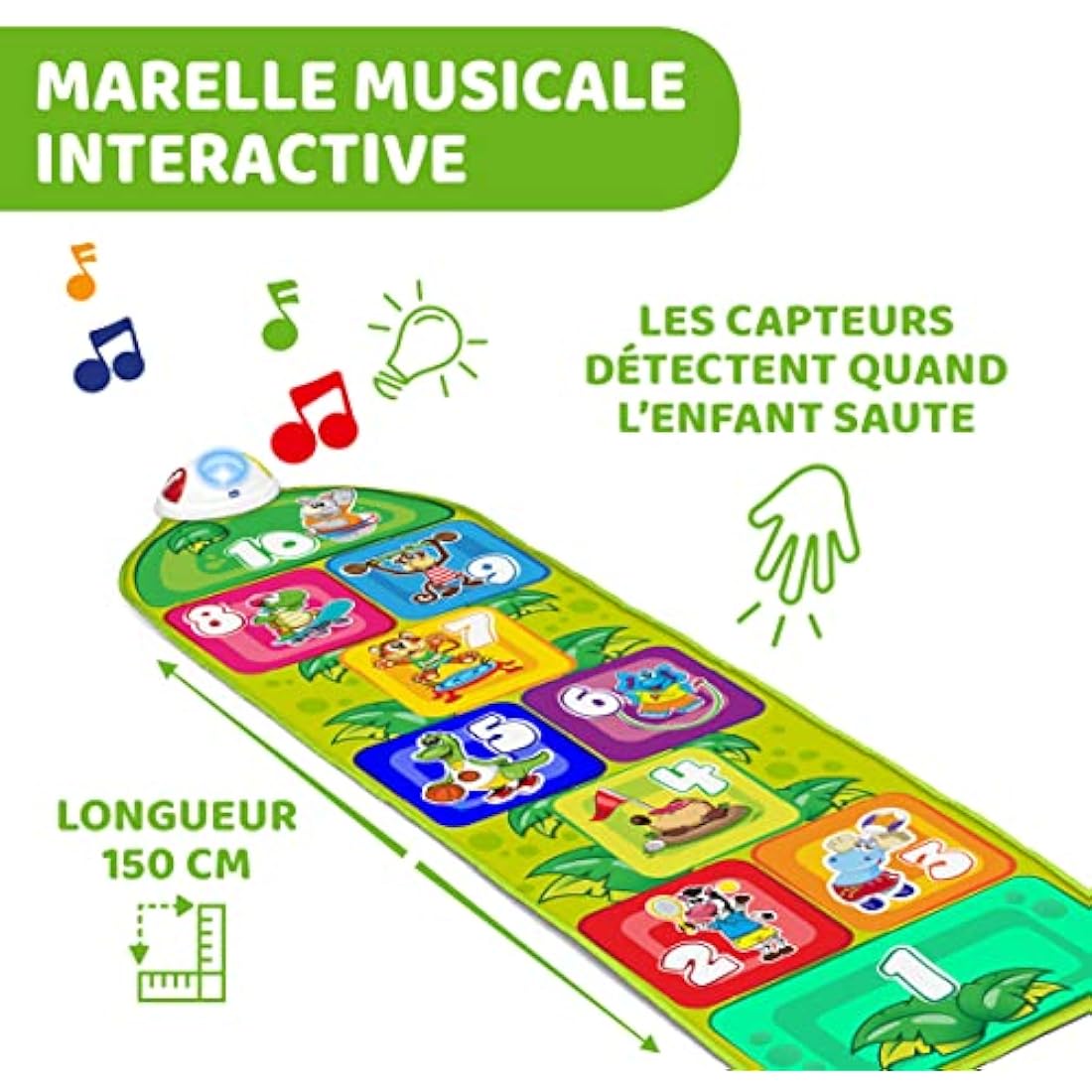 Chicco Jump & Fit Kids Playmat, Electronic and Interactive Game with Lights and Sounds, Hopscotch Game for Home, 2 Play Modes, 150 cm - Kids Toys Ages 2-5, 00009150000000