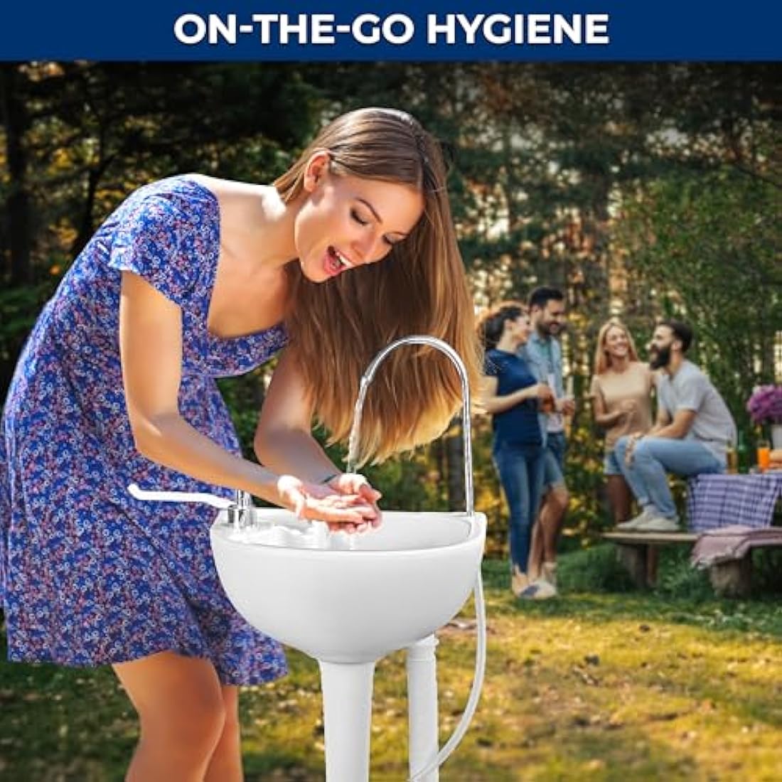 SereneLife Portable Sink, Camping, Outdoor Unit Garden, Hand Wash Station, Portable Basin w/Wheels, Garden w/Waste Tank, Foot Pump, Soap Dispenser for Outdoor Events, Worksites