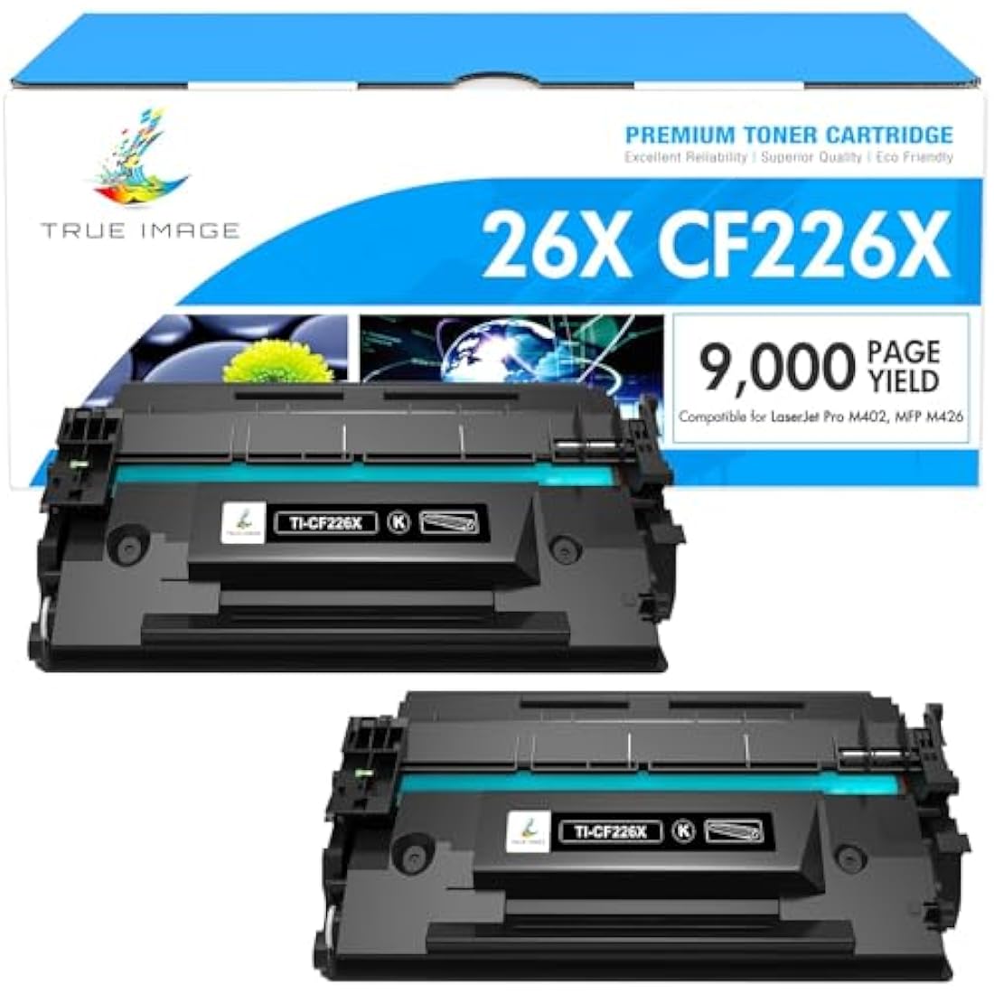 TRUE IMAGE Compatible Cartridge Replacement for HP 26X CF226X 26A CF226A LaserJet Pro MFP M402dn M402n M426dw M426fdw M426fdn M402dw M402d M426 M402 Toner (Black, 2-Pack)