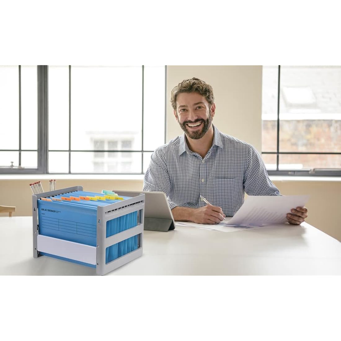 Suspension Files, MerryNine 15PCS Polypropylene Filing Cabinet Suspension Files with Tabs and Card Inserts for School Home Work Office Organization **Check Size Before Ordering ** (Bule, Foolscap)
