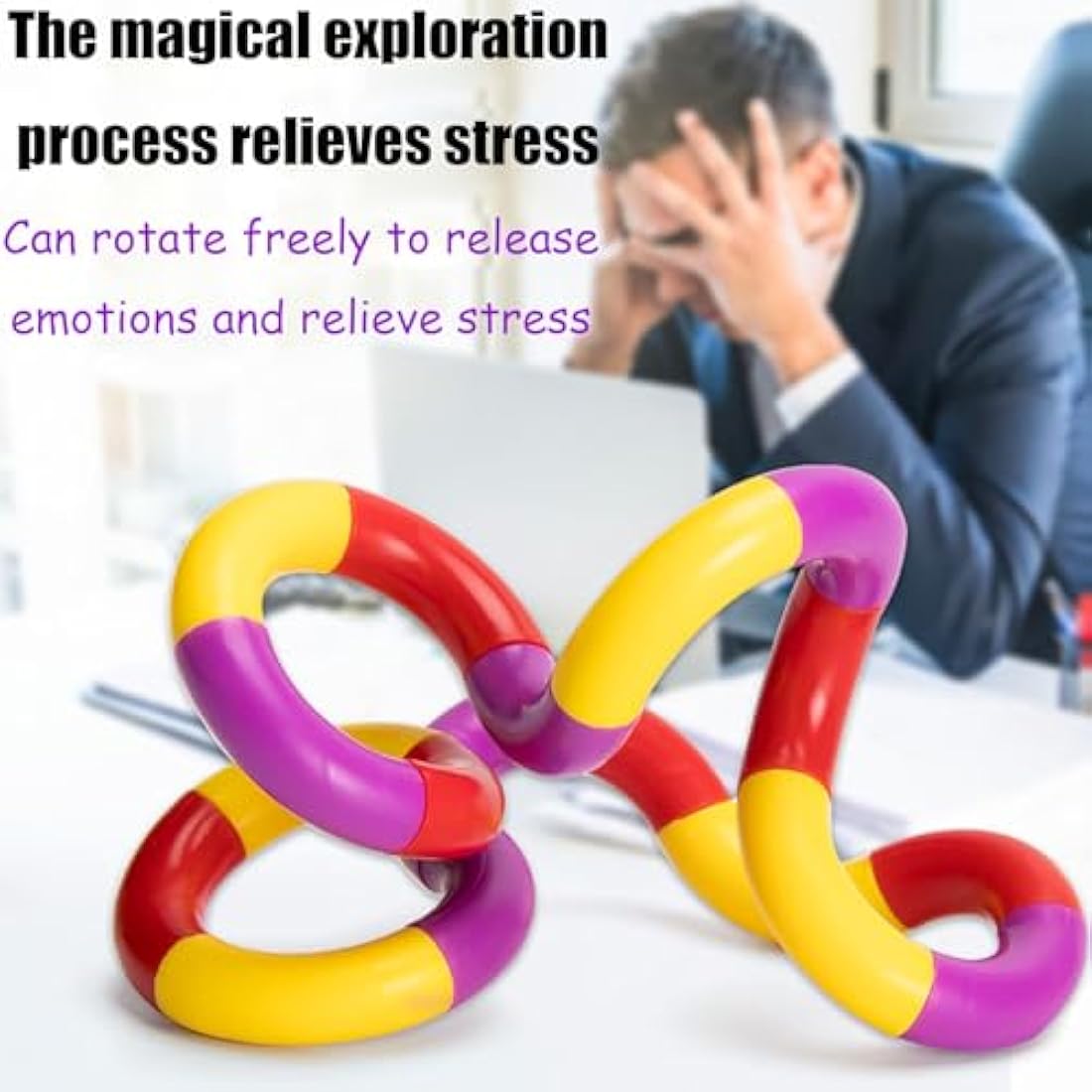 BAIYSFFG Tangle Fidget Toy 7 PCS Twisty Fidget Toy Stress Relief Stim Silent for Kids and Adults