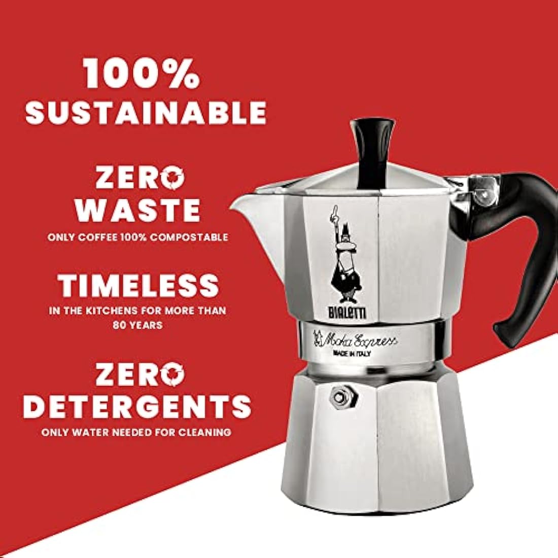 Bialetti Moka Express Aluminium Stovetop Coffee Maker (9 Cup), 420ml, Silver.