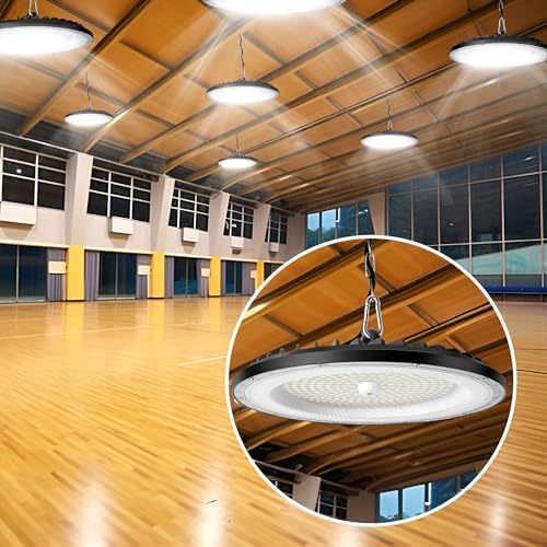 6 Pack 100W UFO LED High Bay Light 15000LM, 6000K Super Bright Workshop Lighting, IP65 Waterproof LED Garage Industrial Lights, Commercial Bay Lighting for Workshop, Warehouse, Garage, Factory