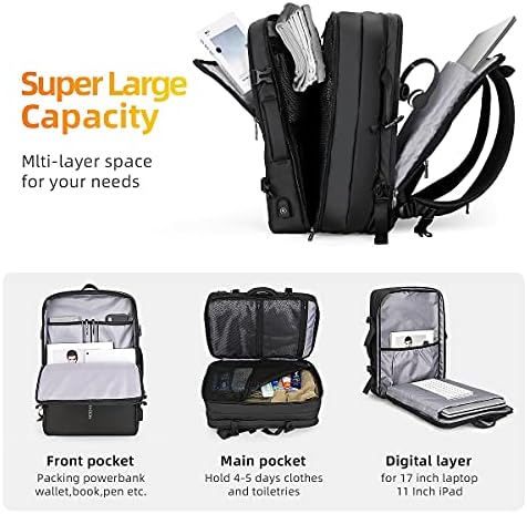 MARK RYDEN 17 inch Laptop Backpack for Men 30L-40L Expandable Cabin Size Carry on Travel Backpack with USB Charging Port - YKK Zip