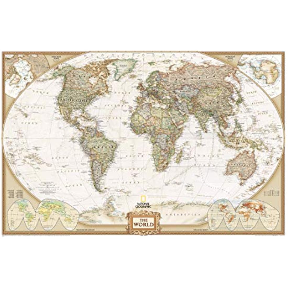 National Geographic World Executive Wall Map - Antique Style - 46 x 30.5 inches - Art Quality Print