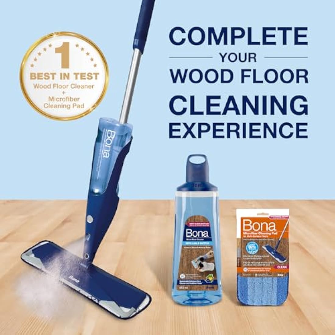 Bona Premium Spray Mop Cartridge, Wood Floor Cleaner, for Varnished or Hard Waxed Wood Floors, 850ml