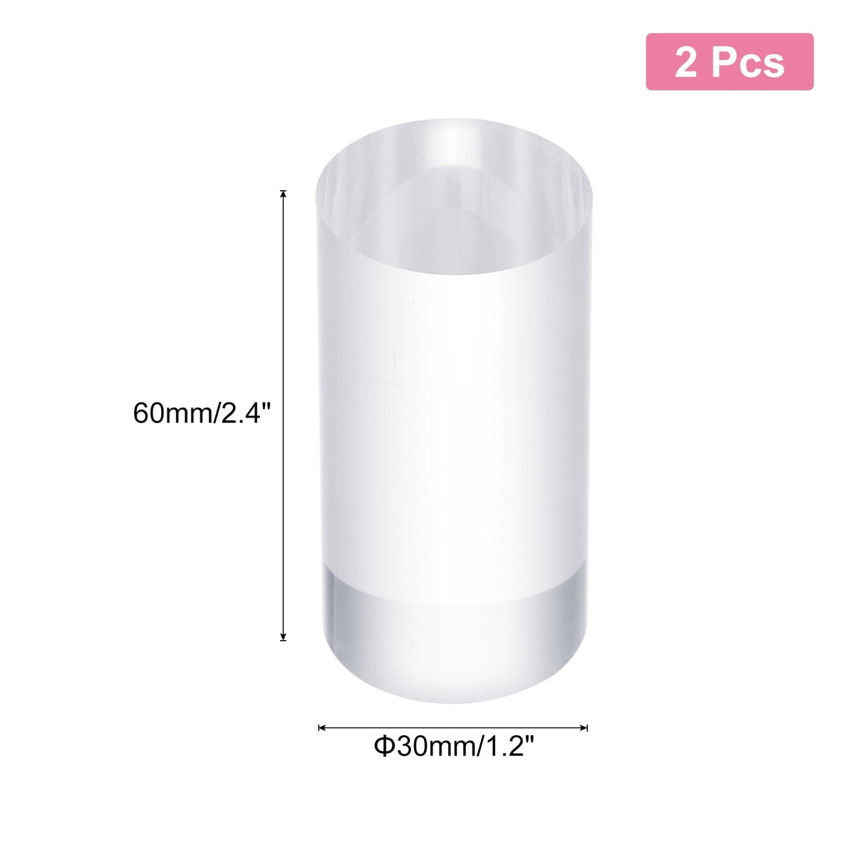 sourcing map 2pcs Acrylic Cylinder Display Blocks, 30 x 60 mm/1.2" x 2.4" Clear Jewelry Display Base Polished Cube Riser Stand Display Holder Base