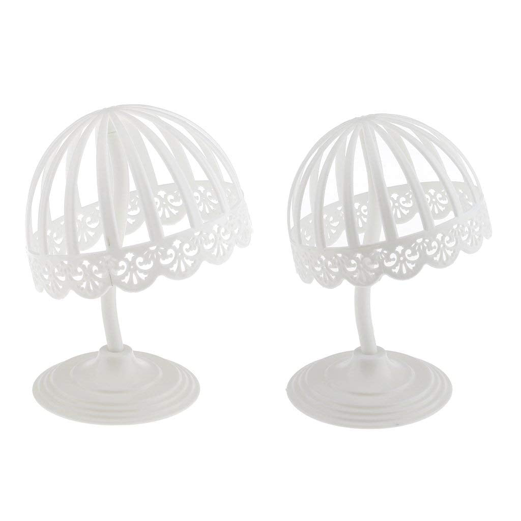 zalati Wig Stand Wig Head 2pcs for Baby Hat Display Holder Rack For Home Shop Salon - White Platics 45cm/ 17.7inch