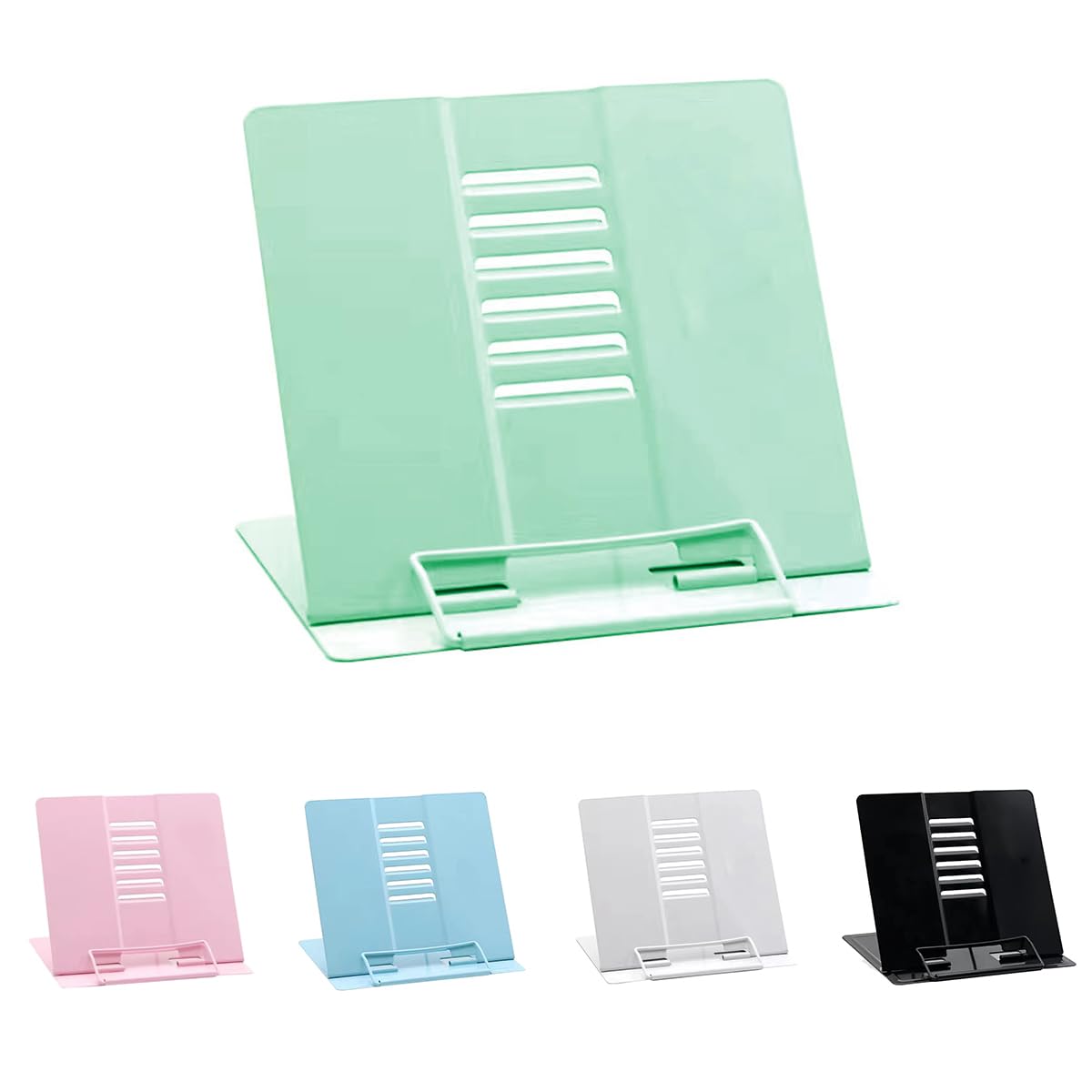 Garegce Metal Book Stand Folding, Book Holder, Cookbook Stands 6-Position Adjustable Height for Reading Rack, Tablet, Mobile Phone