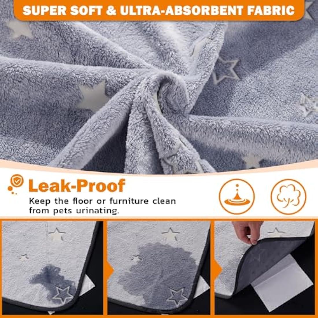 Washable Puppy Pads, 2 Packs Fast Absorption Reusable Puppy Pads, Dog Pee Pad, Waterproof Whelping Pads, Non-Slip Training Pads Pet Playpen Puppy Mat for Floor, Dog Crate -104x104cm