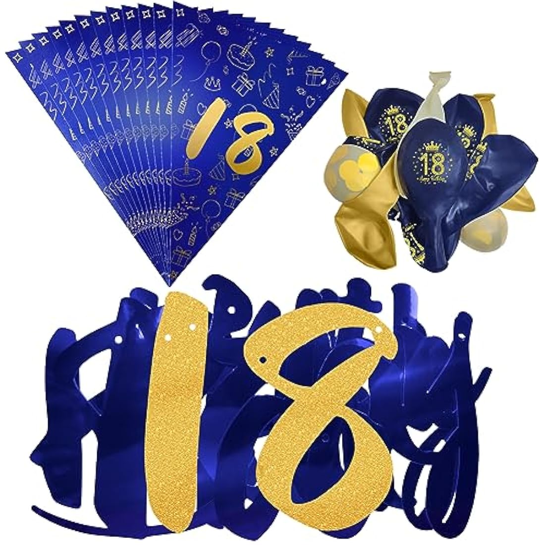 Boys 18th Birthday Decorations Navy Blue Gold 18th Birthday Party Decorations Boys Banner Bunting Kit by Wonsta