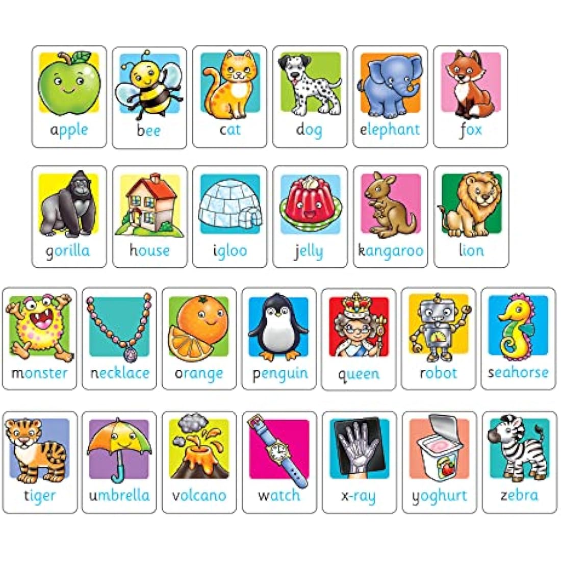Orchard Toys Alphabet Flashcards, 26 Educational Double-sided Flashcards, Teach the Letters of the Alphabet, Perfect for Kids Age 3-7, Educational Toy, Kiwi Lime Green
