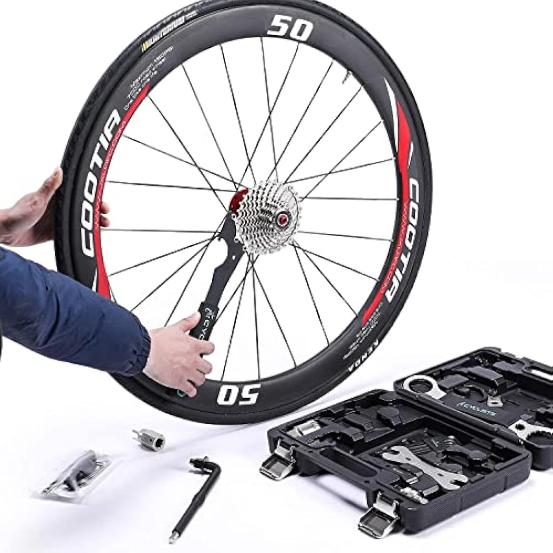 cyclists 27-Piece Bicycle Repair Kit, Portable Tool Box Tool Set, Tyre Chain Assembly, Repairs Bike Tool, with Carry Case
