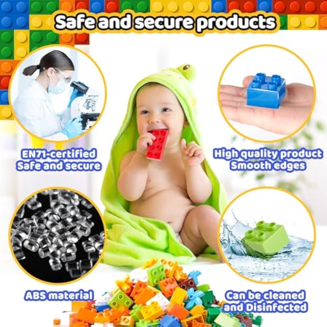 WYSWYG Classic Big Building Block Set, Large 240 Pieces Building Bricks, Compatible with All Major Brand Bulk Bricks, Toddler STEM Toys for Boys Girls Age 3 4 5 6 Years Old
