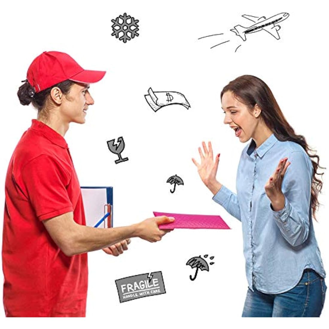 Switory Padded Envelopes A5 50pcs 6x10 in(15.3cmx22.9cm) Polythene Pink Bubble Mailers Small Bubble Envelopes Lined Poly Mailer Self-Seal for Packaging