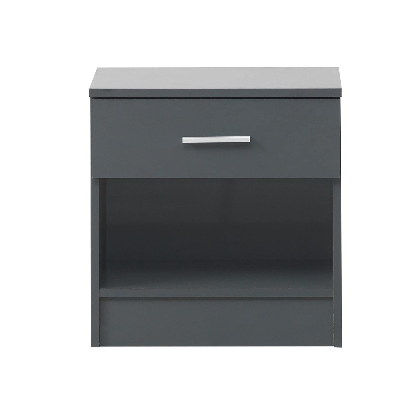 Timber Art Design UK Rio Costa Bedside Cabinet Home Office Bedroom Furniture Aesthetic Nightstand Table 1 Drawer with Metal Handle, Dark Grey