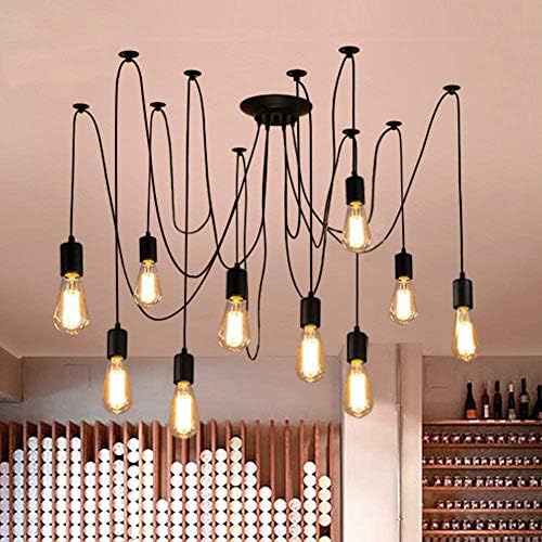 Lrpiyvo Spider Lights Pendant Lighting Ceiling Chandelier, E27 Vintage Ceiling Lights Industrial Light Fitting, 3/5/6/7/8/10 Heads Chandelier