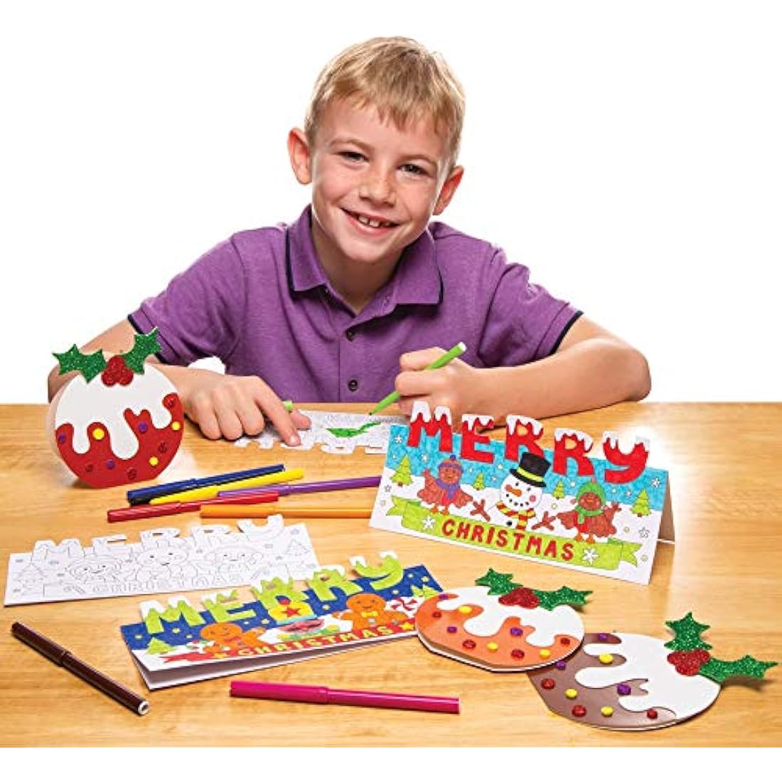 Baker Ross AT301 Christmas Colour in Pop-Up Card, Festive Arts and Craft (Pack of 10), Assorted