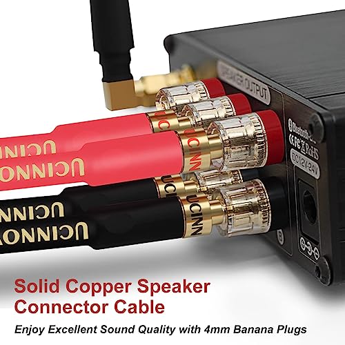 WOWLED 2 Pack High-end Pure Copper HIFI OFC Speaker Wire Cable with Banana Plug, 3m Gold-Plated Banana Tip Plugs 600 Strand 14 AWG for Audio Speaker HIFI System (3m / 9.8FT)