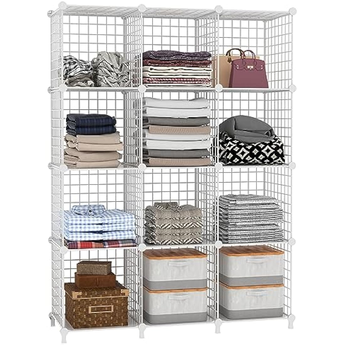 AWTATOS Cube Storage Unit, 12 Cube Wire Storage Shelves, Multifunctional DIY bookcases and Shelving Units Perfect for Office/Livingroom/kitchen/Bathroom, White USCIH12WE