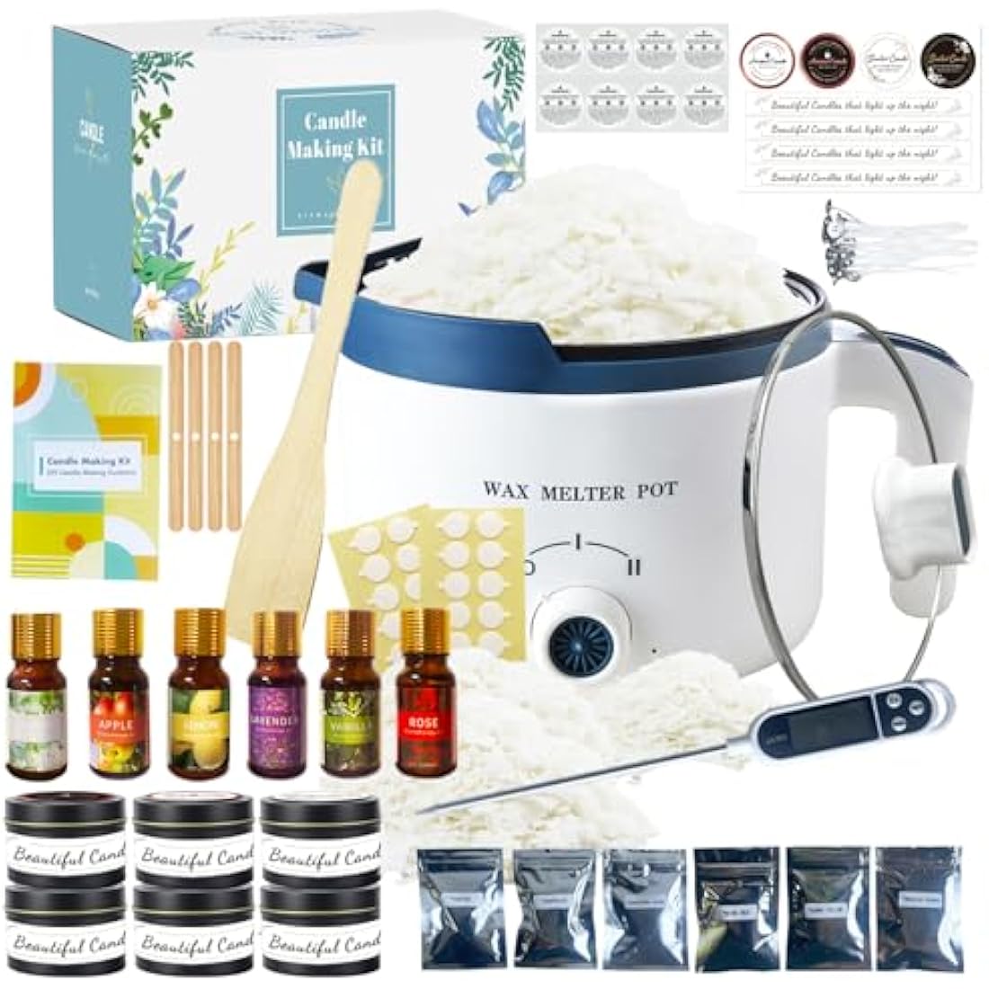 Ksedcon Soy Wax Candle Making Kit for Adults,Wax Melts Kit with Electric Wax Melter to Make Your Own Scented Candles 2lb(900g)