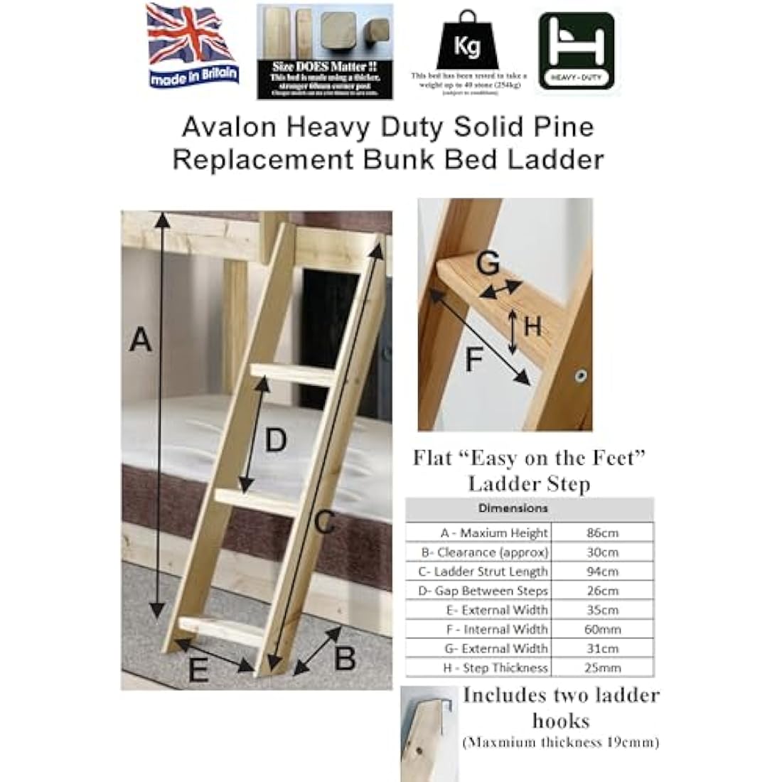 STRICTLY BEDS&BUNKS - Midi Sleeper Cabin Bed Replacement Hook Ladder
