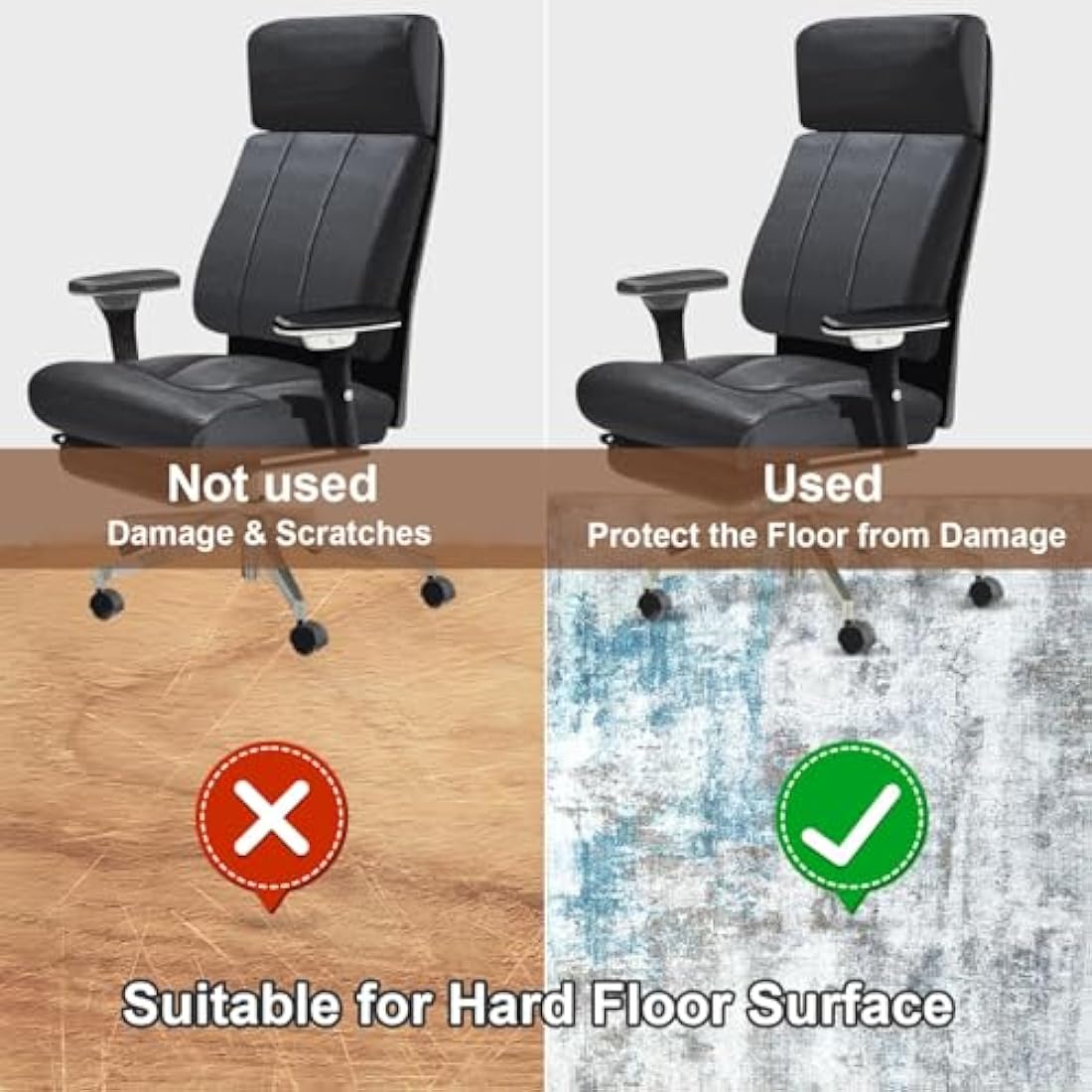 Office Chair Mat 90 x 120 cm, Floor Protector for Office Chair, Anti-Slip Desk Chair Mats, Chair Mat for Hardwood Floor, Computer Rolling Chairs Mat Hard Floor for Home and Office, Machine Washable