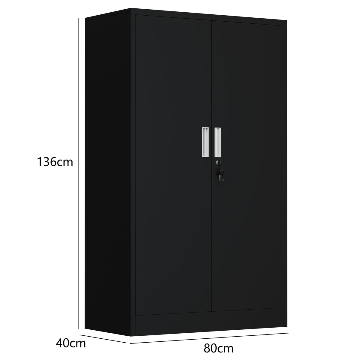 iJINGUR Metal Storage Cupboard with Locking Doors and 3 Adjustable Shelves, Lockable Steel Storage Cabinet for Home Office Garage Kitchen Pantry