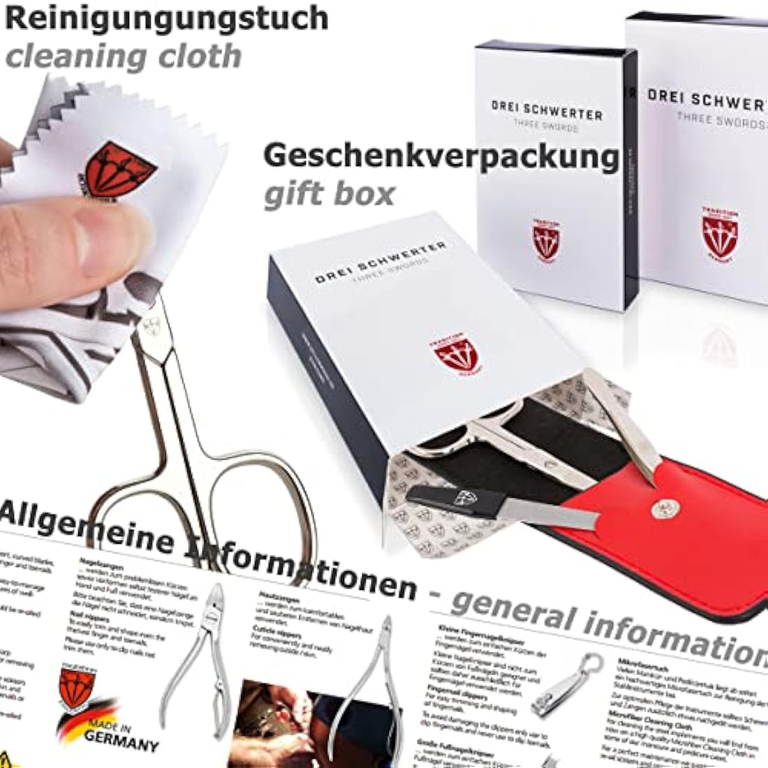 3 Swords Germany - brand quality 16 piece manicure pedicure grooming kit set for professional finger & toe nail care Made by 3 Swords