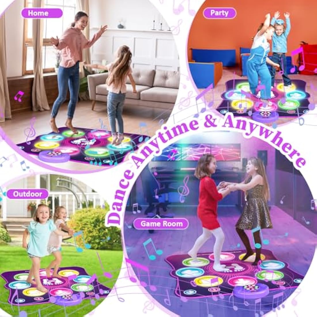 LEAPRCSTORE Light Up Dance Mat for Girls, Rechargeable Dance Pad Toys Gifts for 3 4 5 6 7 8 9 10+ Year Old Kids, Music Dance Play Mat with 6 Game Modes & Wireless Bluetooth, Christmas Birthday Gifts