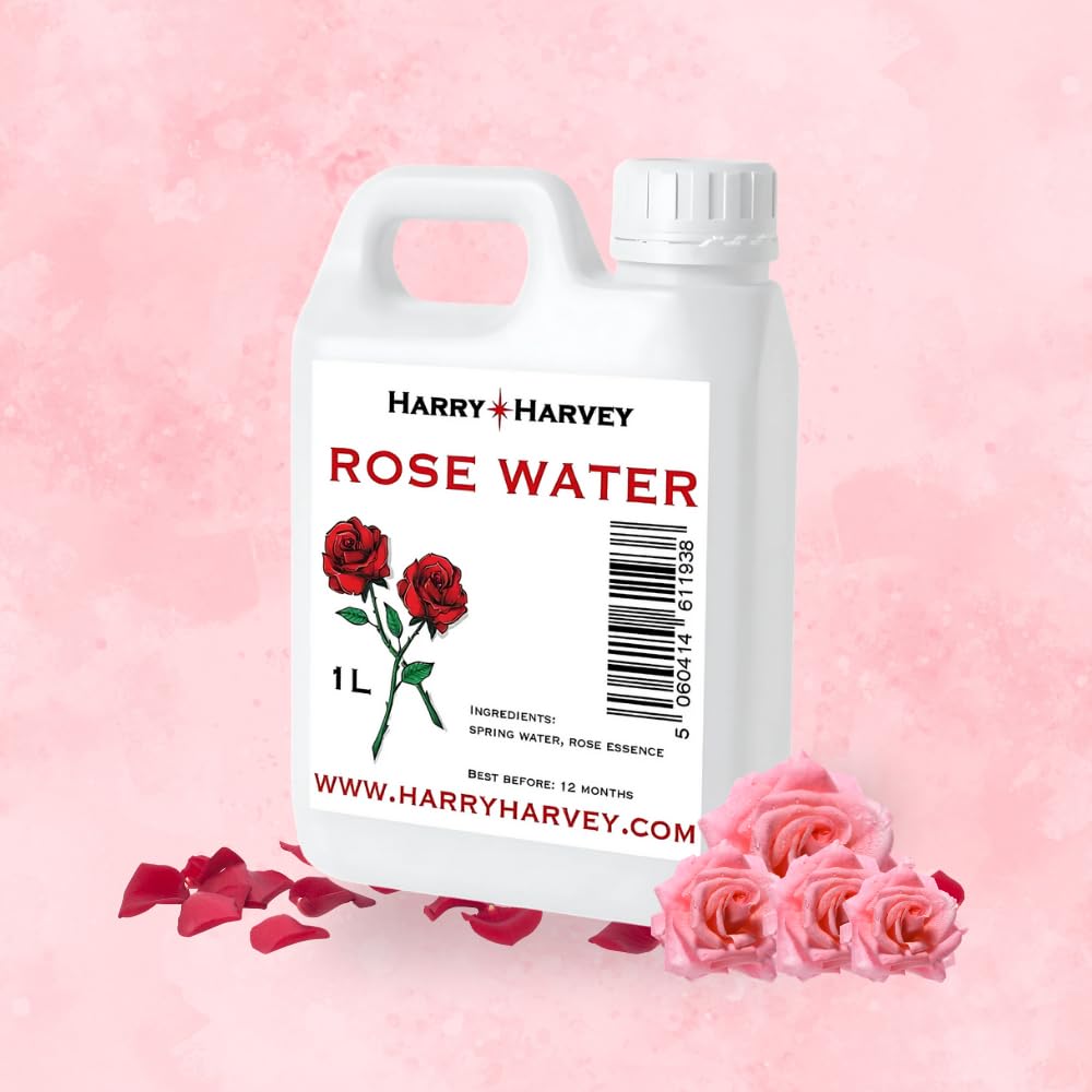 Harry Harvey Rose Water 1 Litre (1000ml) | suitable for Face, Hair & Skin | Rose Water Toner & | Edible for Cooking, Drinks & Bulk Skincare