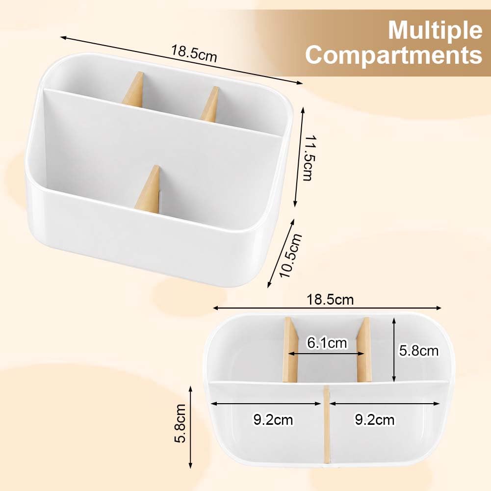 OSDUE Toothbrush Holder for Bathroom,5 Slots Toothbrush Caddy Organiser with Detachable Bamboo Divider