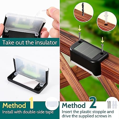 Solpex Solar Deck Lights, 20 Pack Solar Lights for Outdoor, Waterproof for Outdoor Stairs, Step, Fence, Yard, Patio, Pathway(Black Warm White)