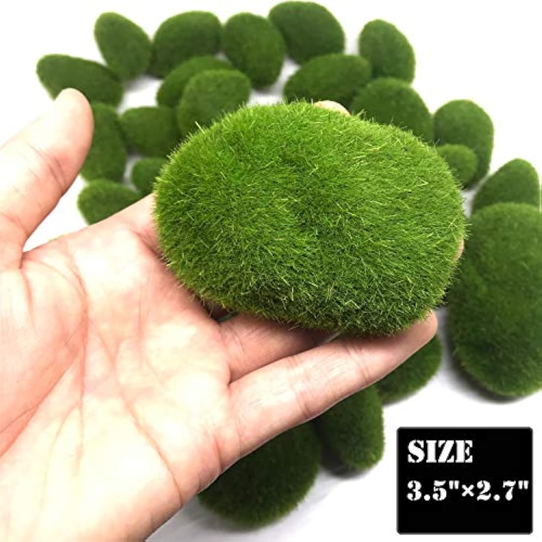 Woohome 30 PCS 3 Size Artificial Moss Rocks Decorative, Green Moss Balls, Fake Moss Decor for Floral Arrangements, Fairy Gardens and Crafting