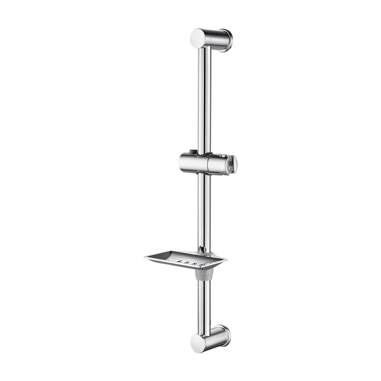 Ibergrif M20802 Shower Riser Rail, 60cm Shower Rail, Wall Mounted Shower Rail kit with Soap Dish Bracket Adjustable Shower Head Holder Bar, Shower