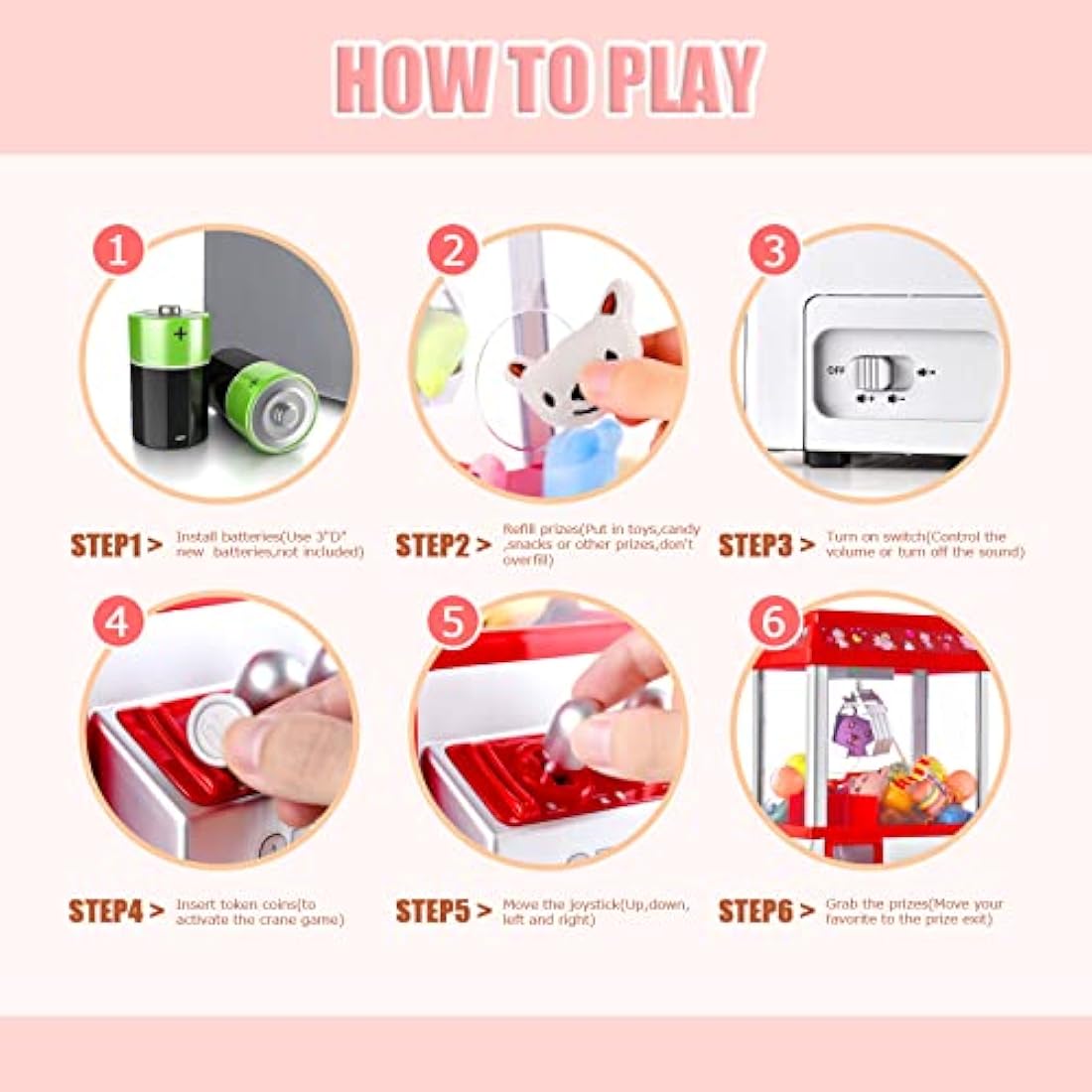 VISATOR Claw Machine Arcade Game Candy Grabber Machine Mini Vending Machine For Kids Gumball Machine Sweet Grabber Machine Prize Sweet Dispenser Grab Machine For Party Birthday For Girls Boys