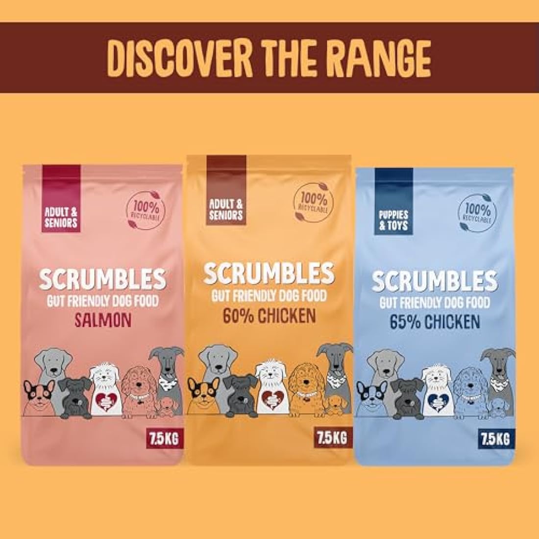 Scrumbles Natural Dry Dog Food, Gluten Free Recipe With Fresh Chicken, For Adults And Senior Breeds, 7.5Kg Bag