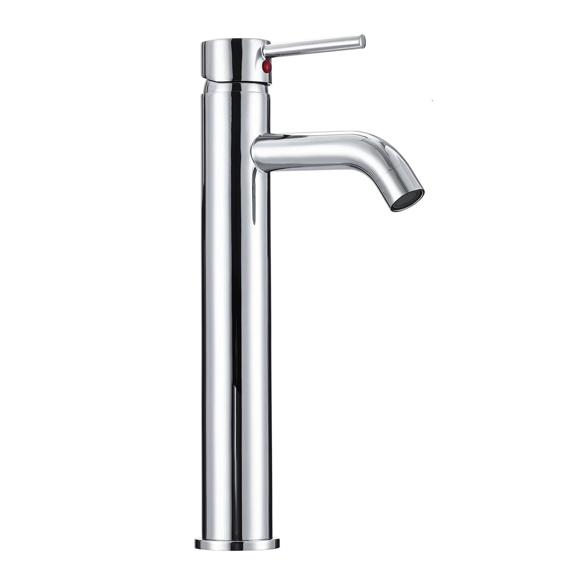 Hapilife Basin Taps Tall Single Lever Chrome Bathroom Sink Basin Mixer Tap High Rise Countertop Tap, Mono Stainless Steel Round Sink Faucet with Hot