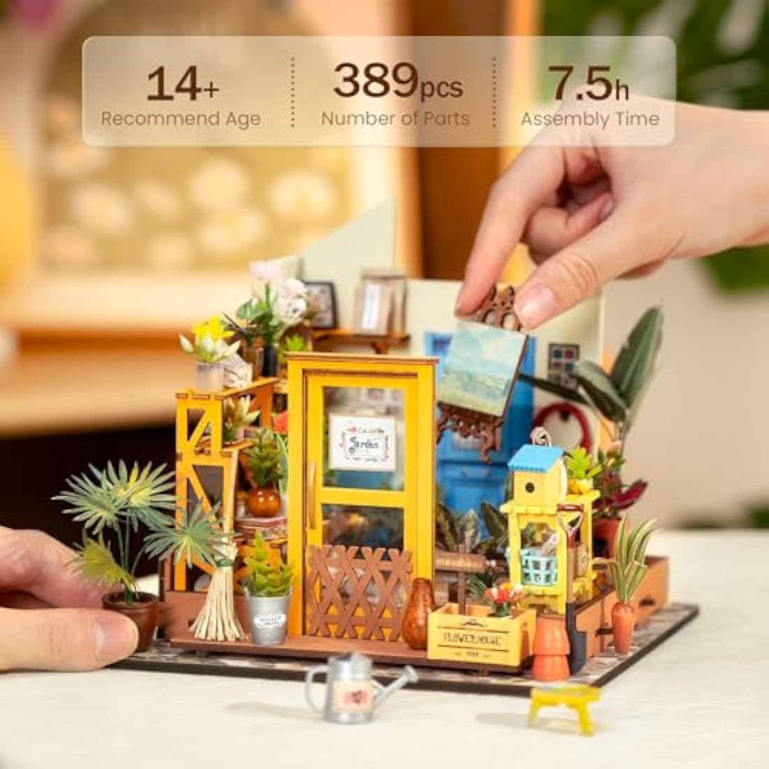 Rolife DIY Miniature Dollhouse Kit 1:24 Scale Wooden Greenhouse Mini House Furniture Women Girls Boys Gift Birthday Christmas Valentine