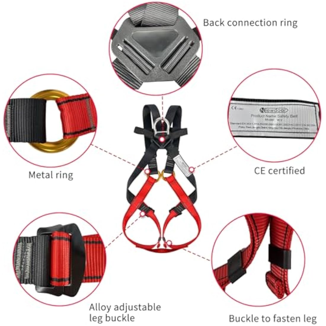 NewDoar Climbing Harness CE Certification Rock Climbing Rappelling Equipment Full Body Harness Guard Protect Rappelling Rescuing Equipment