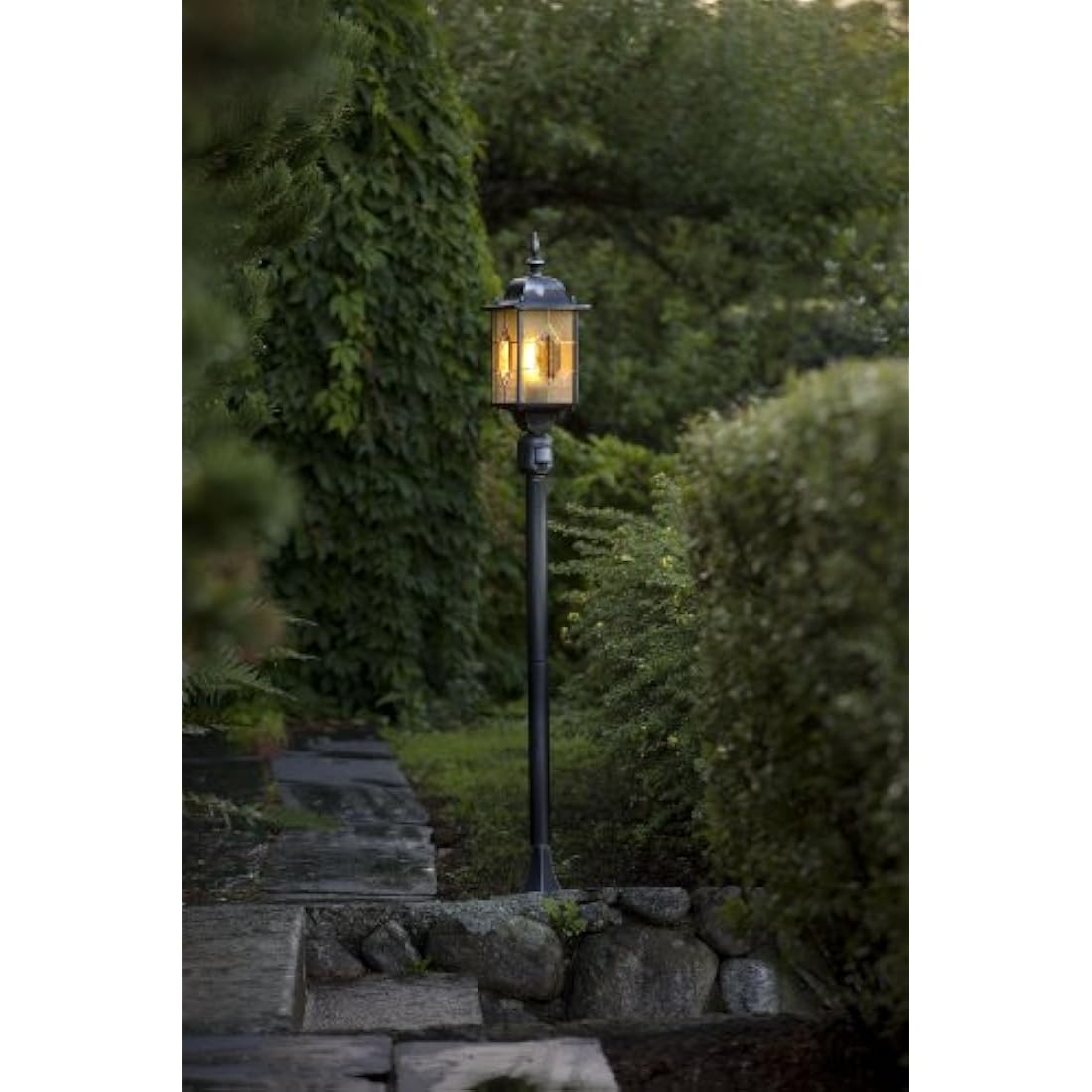 Konstsmide 7249-759 Milano Leaded Effect Up Outdoor Wall Light with PIR Sensor-Motion Detector / 1 x 75 W E27 Max Wall Lamp /Acrylic Glass / Aluminium / IP43 / Outside Light Antique, Black/Silver