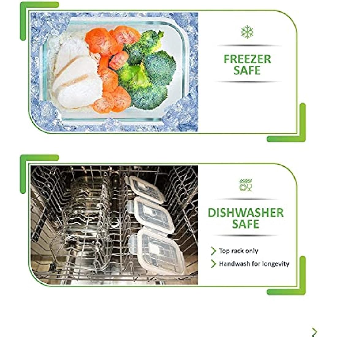 [5-Pack] Food Prep & Storage Glass Containers with Lids - Airtight Glass Meal Prep Containers Reusable (880 Millilitres - 1 Compartment)