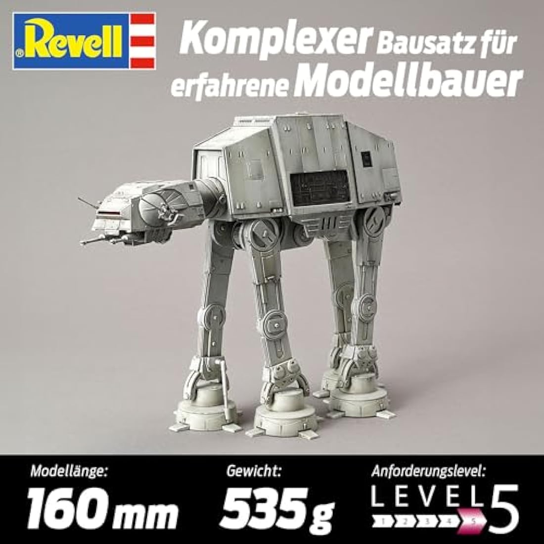 Revell 01205 AT-AT Bandai (Click System) 1:144 Scale Unbuilt, Pre-coloured, Click-Together (Non-Glue), Plastic Model Kit